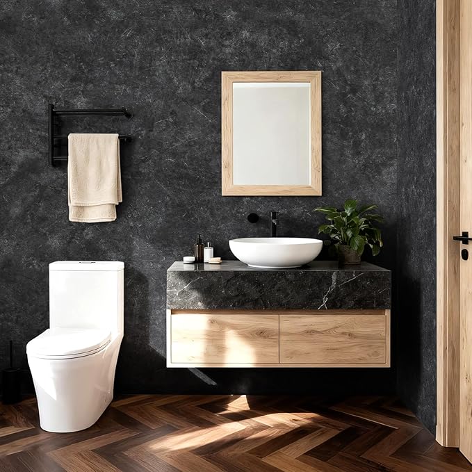 15.7'' x 393.7'' Concrete Wallpaper Peel and Stick - Grey Cement Wall Paper for Bedroom - Gray Self-Adhesive Waterproof Contact Paper for Countertop - Textured Vinyl Wrap Stickers for Living Room