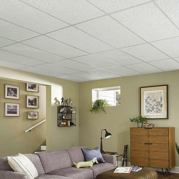 Armstrong Ceiling Tiles; 2x4 Ceiling Tiles - 10 pc White; Acoustic Ceilings for Suspended Grid; Random Textured 933