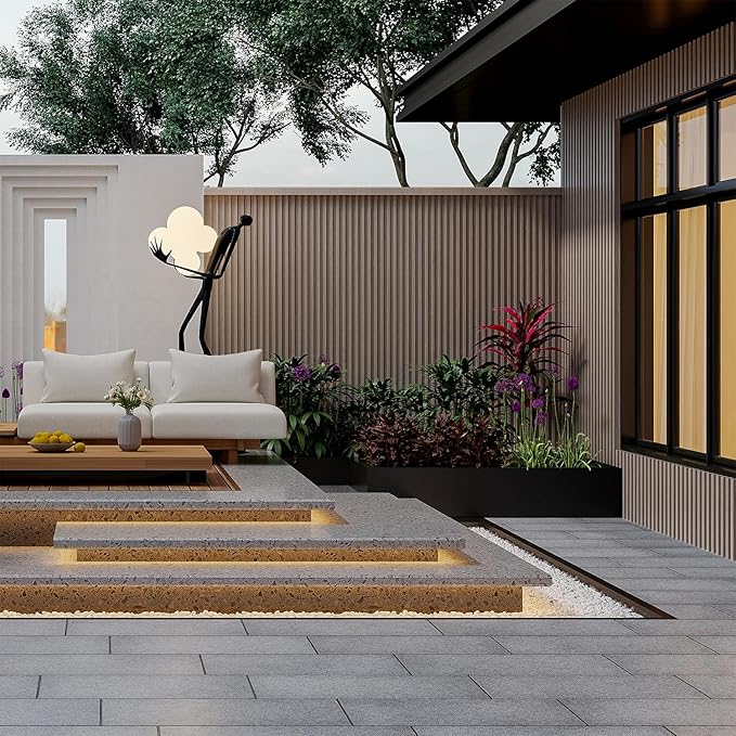 YLL YLL 6-Pack Slat Wall Panel with 2 Trims Wood Grain Slat Wall 96" x 6.2" WPC Slats 3D Wall Panels Oak Grille