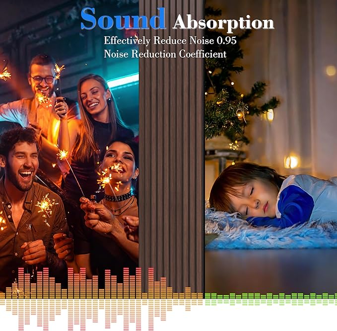 Wood Slat Panels for Wall 8-Piece 94.5" x 7.9" Soundproof Wood Slat Wall Panel for Interior Wall Decor Noise Cancelling, Acoustic Wall Panels, Sound Absorbing Panel, Walnut