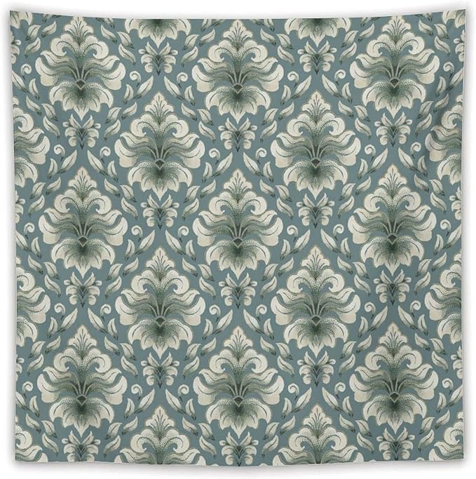 ZhiRain Retro Damask Tapestry Wall Hanging Gothic Vintage Baroque Classic Pattern Tapestries Home Decor for Living Room Bedroom Farmhouse Apartment Dorm 60"x60"