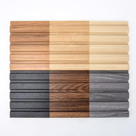 Art3d 6-Pieces Wood Slat Panels for Stylish Interior Decor and Ceiling Decoration, MDF 3D Textured Panel for Ceiling and Wall,Size 94.6 x 7.4 in-Sample