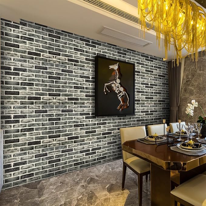 20-Pack 104 Sq.Ft 3D Wall Panels Peel and Stick 3D Faux Brick Wallpaper Peel and Stick Grey Faux Stone Wall Panel Foam Brick Self-Adhesive 3D Wallpaper