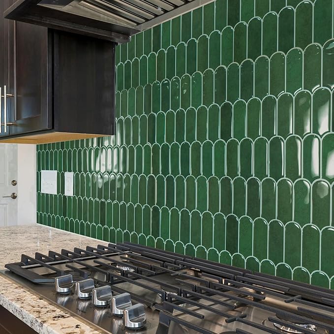 Art3d 10-Sheet Peel and Stick Backsplash Tiles, 12"x12" Vinyl Stick On Wall Tile Stickers for Kitchen, Bathroom, Laundry Room, Green Marble