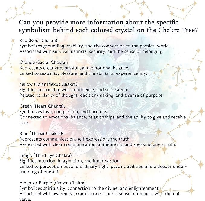 YATSKIA Chakra Crystal Tree - Handmade Healing Crystal Trees with 7 Chakra Stones | Tree of Life for Meditation | Feng Shui | Birthday Gift for Woman | Gifts for Women | Home Decor | Office Decor