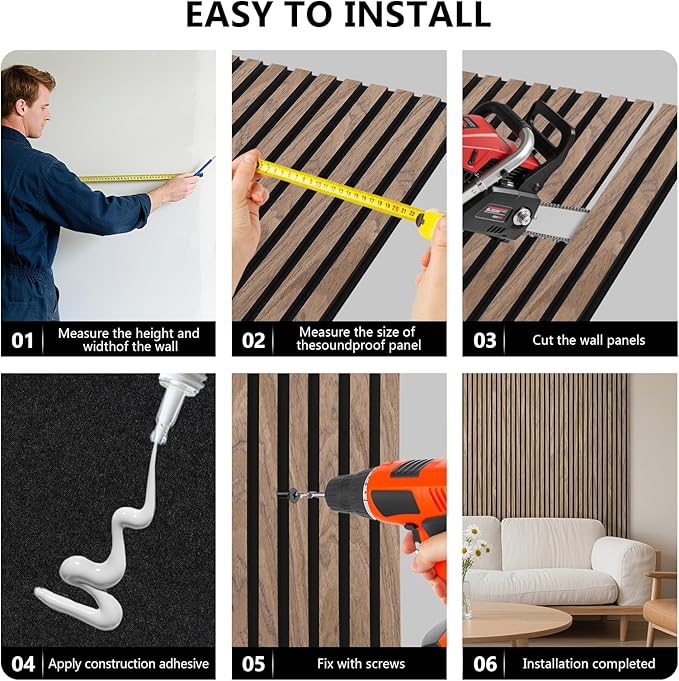 Acoustic Wall Panels, 2 Pack Wood Slat Wall Panel, Soundproof Wall Panels, 3D Textured Wall Decor for Ceiling and Wall, 23.6" x 47.2", in Walnut Finish