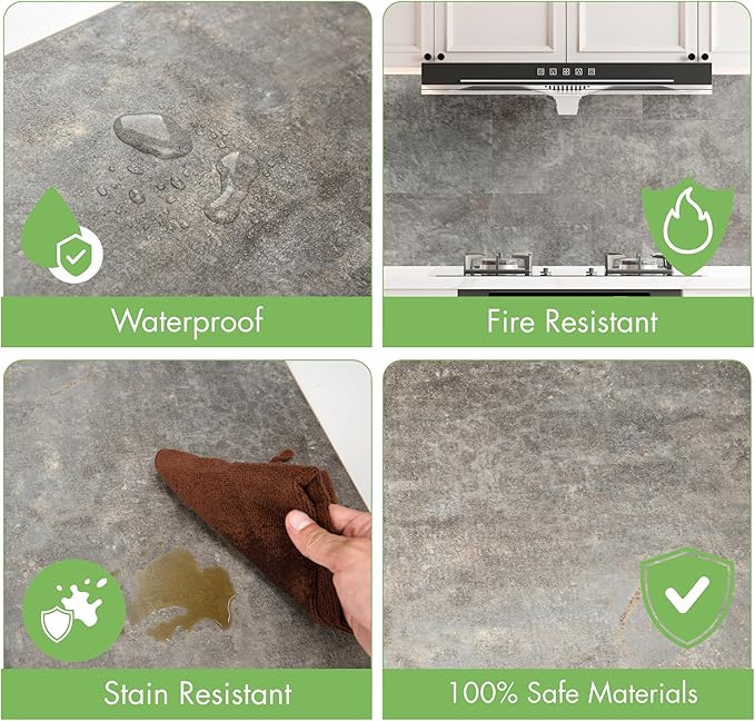 Art3d 10-Pack 24"x12" SPC Wall Panels, 20 Sq.feet Waterproof Click Lock Panels for Interior Wall Decor, Rigid Core Wall Panel for Bathroom, Kitchen, Living Room, Deep Marble Gray