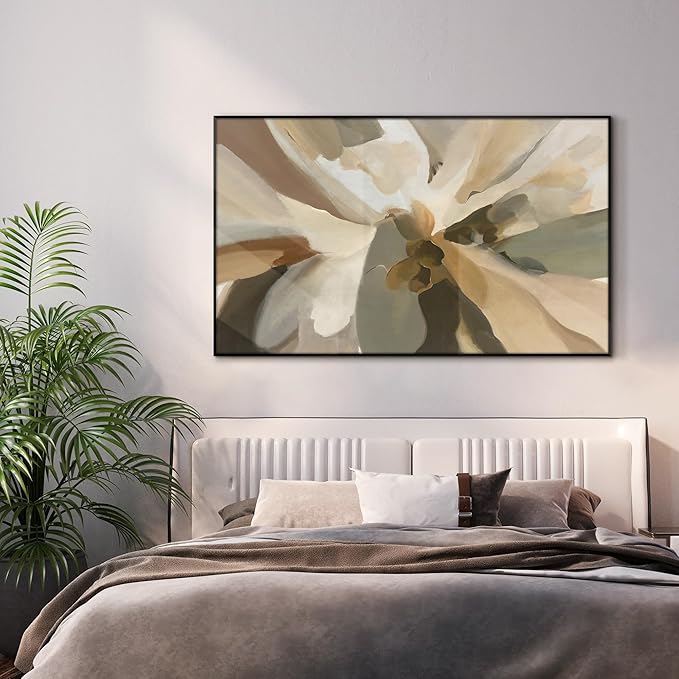 36"x60" XL Framed Wall Art - Decor Floral Earthy Tones and Soft Petals (Frame Assembly Required)