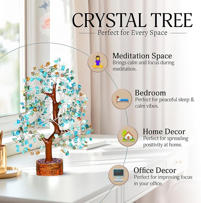 YATSKIA Turquoise Crystal Tree - Gemstone Tree - Tree of Life - Crystal Home Decor - Good Luck Charms - Spiritual Gifts for Women - Gemstones and Crystals - Chakra Stones - Meditation Decor