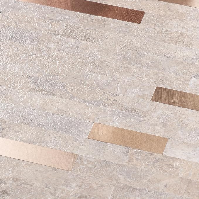 Yipscazo 20 Sheets PVC Wall Tiles Stick on Tiles for Backsplash Kitchen, Bathroom, Laundry Room, Camper, Fireplace (6'' X 12'', Stone)