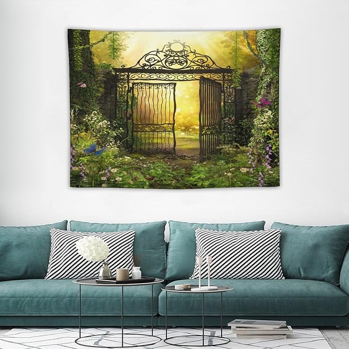 ZhiRain Fantasy Tapestry Wall Hanging Gothic Gate Fantasy Forest Magic Dreamland Fairy Landscape Pattern Tapestries Home Decor for Living Room Bedroom Apartment Farmhouse Dorm 30"x40"