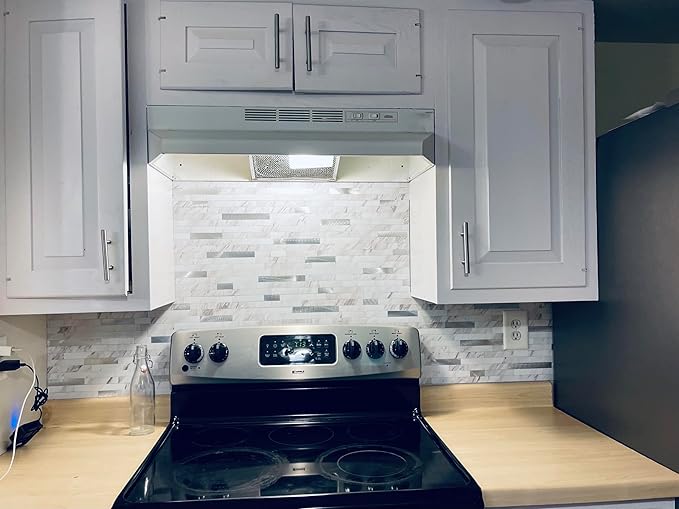 Yipscazo 40 Sheets Peel and Stick Stone Metal Backsplash, PVC Wall Tiles Stick on Tiles for Backsplash Kitchen, Bathroom, Fireplace (6'' X 12'', Jazz White)