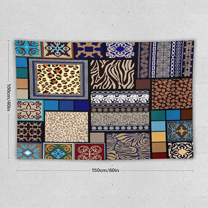 ZhiRain Boho Style Tapestry Wall Hanging Bohemian Ethnic Pattern Floral And Animal Skin Print Tapestries Home Decor for Living Room Bedroom Apartment Farmhouse Dorm 40"x60"