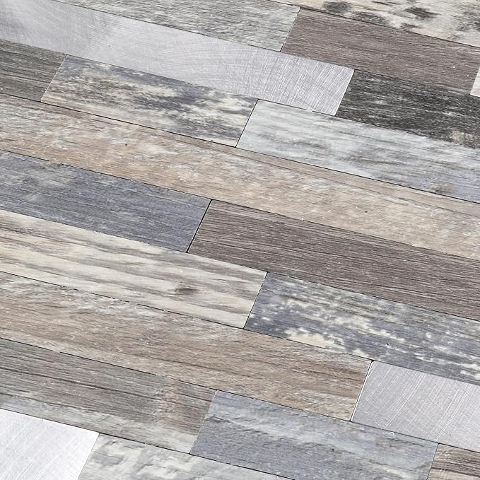 Yipscazo 2026 New Upgrade Peel and Stick Stone Metal Backsplash, PVC Wall Tiles Stick on Tiles for Backsplash Kitchen, Bathroom (20 Sheets, Light Wood)