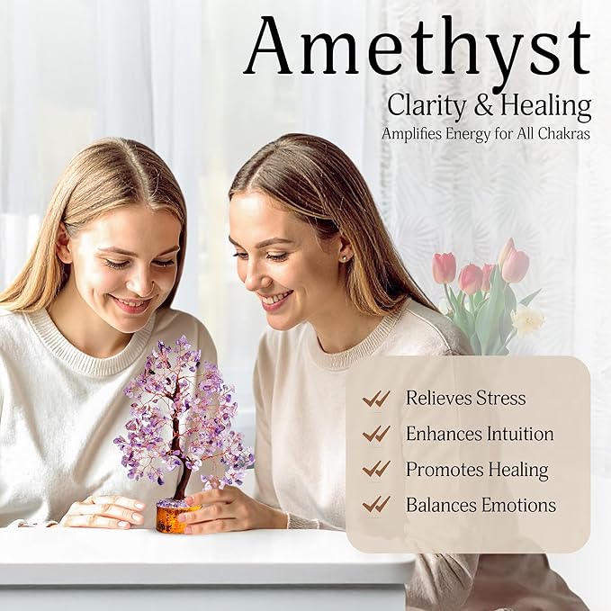 YATSKIA Amethyst Crystal Tree Stones and Crystals Tree of Life, Crystal Home Decor, Good Luck Gifts, Spiritual Gifts for Women