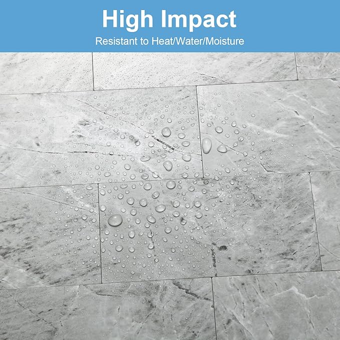 10-Pack Peel and Stick Tile Backsplash 12"X12" PVC Wall Tiles, Stick on Backsplash for Kitchen, Bathroom Tile, Fireplace Décor, Laundry Table, Stair Decals in Vintage Polished Gray