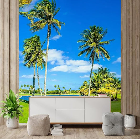 wall26 Beautiful Golf Course Landscape in Miami. Removable Wall Mural | Self-Adhesive Large Wallpaper - 120x96 inches