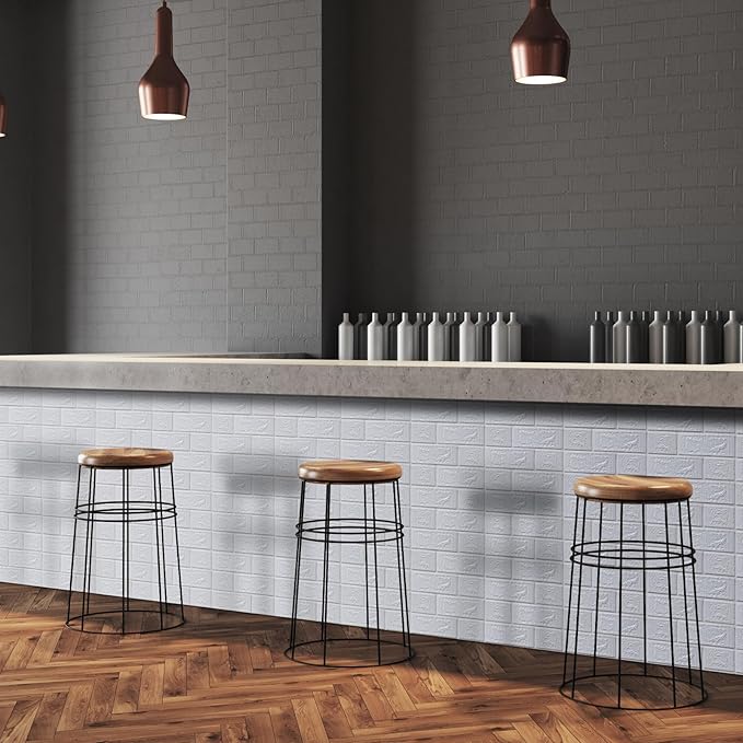 10PCS 3D Wall Panels Peel and Stick Foam, Self-Adhesive Decorative 3D Brick Wallpaper Wall Covering, Faux Stone Wall Panel Foam Brick for Living Room, Kitchen, Bathroom