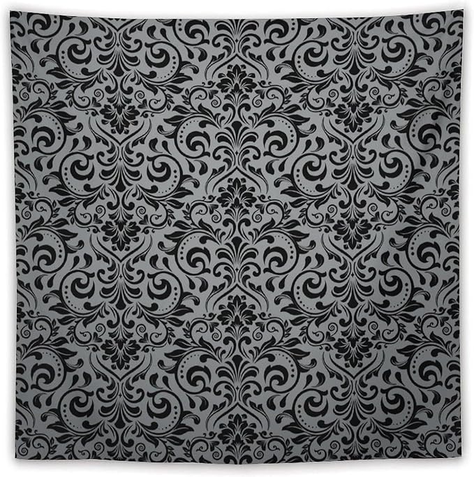 ZhiRain Damask Floral Tapestry Wall Hanging Vintage Classic Flower Pattern Tapestries Home Decor for Living Room Bedroom Farmhouse Apartment Dorm 60"x60"