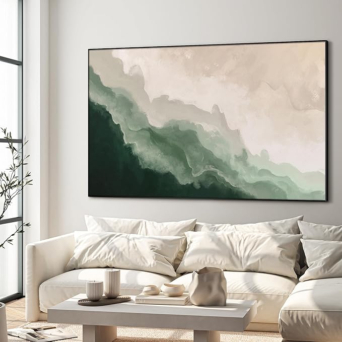 46"x72" XL Framed Wall Art - Soothing Ocean Waves Minimalist (Frame Assembly Required)