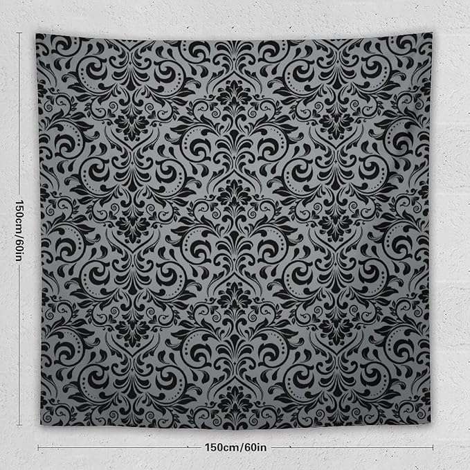 ZhiRain Damask Floral Tapestry Wall Hanging Vintage Classic Flower Pattern Tapestries Home Decor for Living Room Bedroom Farmhouse Apartment Dorm 60"x60"