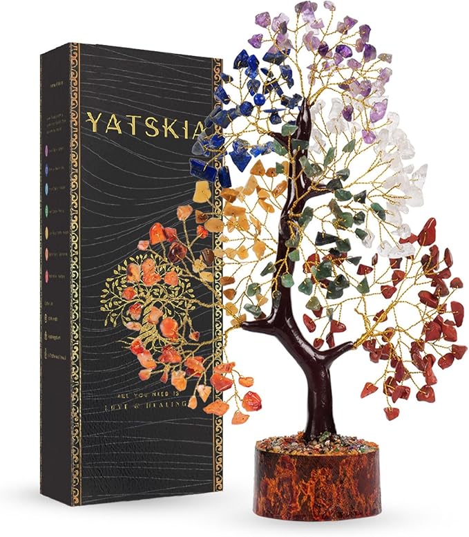 YATSKIA Chakra Crystal Tree - Handmade Healing Crystal Trees with 7 Chakra Stones | Tree of Life for Meditation | Feng Shui | Birthday Gift for Woman | Gifts for Women | Home Decor | Office Decor