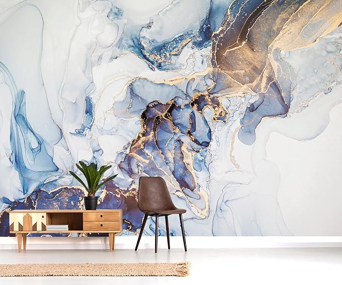 YQWDMX - Gray and Gold Marble Peel and Stick Wallpaper Abstract Mural for Bedroom ZY05 L