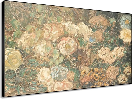 46"x72" XL Framed Wall Art - Impressionist Floral (Frame Assembly Required)
