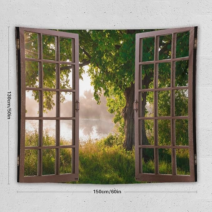ZhiRain Tree Tapestry Wall Hanging Green Jungle Trees Nature Landscape Tapestries Home Decor for Living Room Bedroom Apartment Farmhouse Dorm 50"x60"