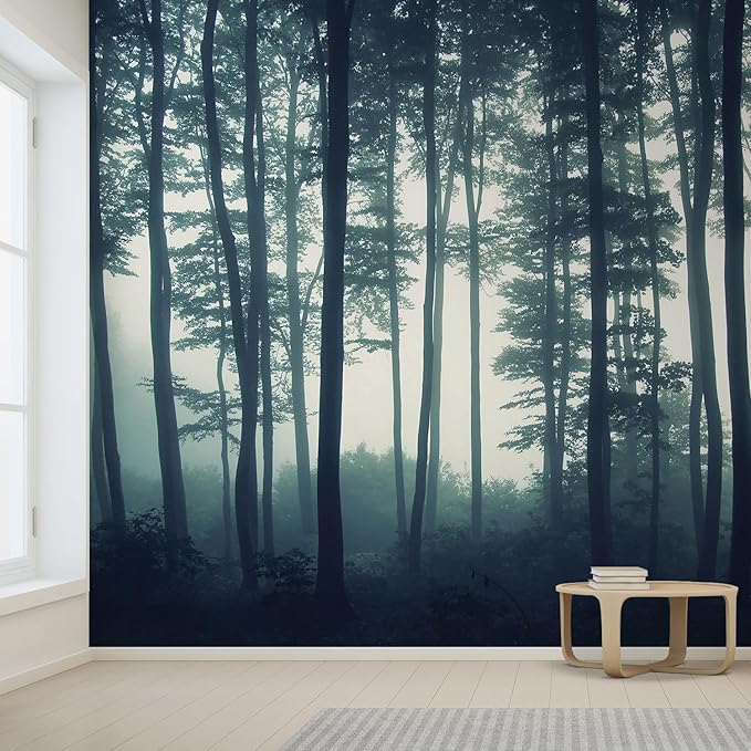 wall26 Landscape Mural of a Misty Forest Wall Mural, Removable Sticker - 96x144 inches