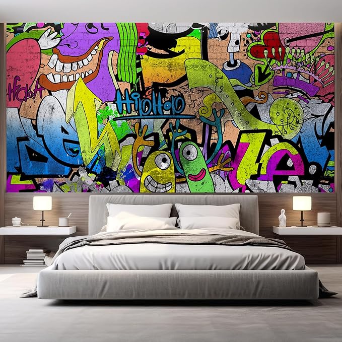 wall26 Colorful Graffiti Large Wall Mural, Removable Peel and Stick Wallpaper, Home Decor - 48x72 inches