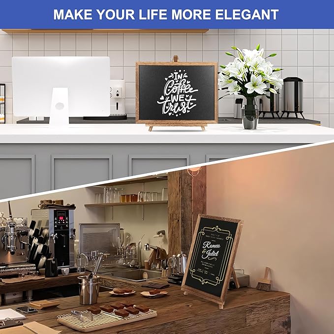 12x16 inch Double Sided Chalkboard and Felt Letter Board with Stand - Reversible Wooden Frame Easel for Menu, Announcements, Home, Office, Cafe, Restaurant Decor