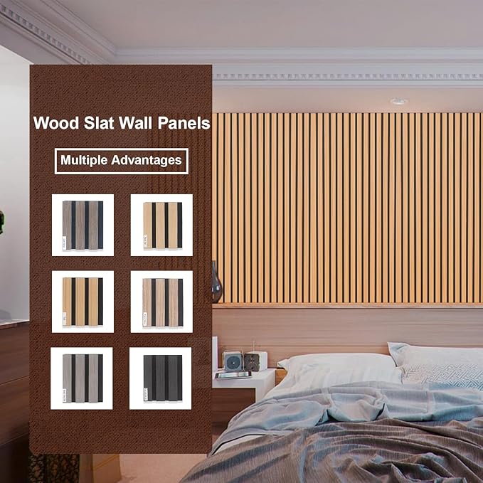 Yuzzy Wood Panels for Wall, Wood Slat Acoustic Panels, Sound Absorbing Wall Panels for Interior Wall Decor, Samples Pack