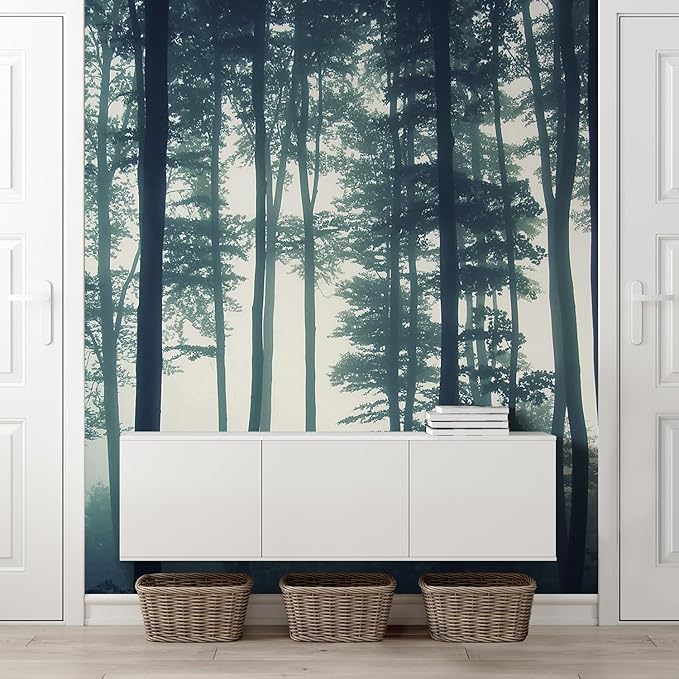 wall26 Landscape Mural of a Misty Forest Wall Mural, Removable Sticker - 108x72 inches