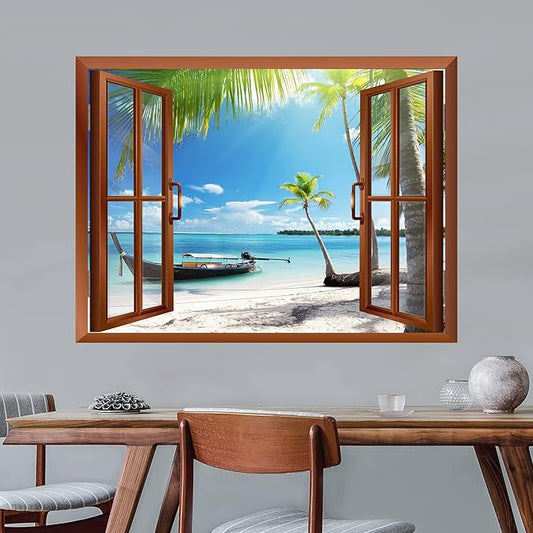 wall26 Boat on The Oceanside Removable Wall Sticker/Wall Mural - 36"x48"