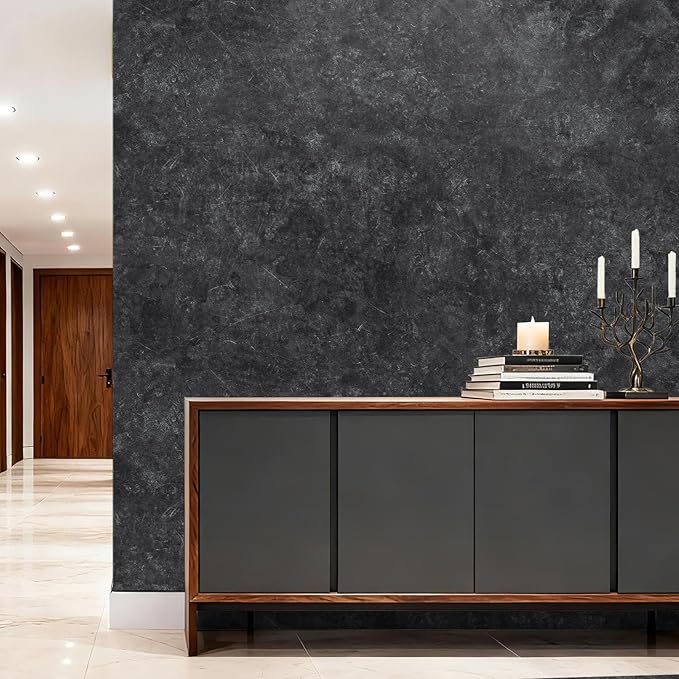 15.7'' x 118.1'' Concrete Wallpaper Peel and Stick - Grey Cement Wall Paper for Bedroom - Gray Self-Adhesive Waterproof Contact Paper for Countertop - Textured Vinyl Wrap Stickers for Living Room