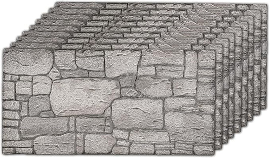 3D Faux Brick Wall Panels (9-Pack) - Easy DIY Install with Adhesive - Lightweight Styrofoam Stone Cladding for Interior & Exterior Limestone - 40"x20"