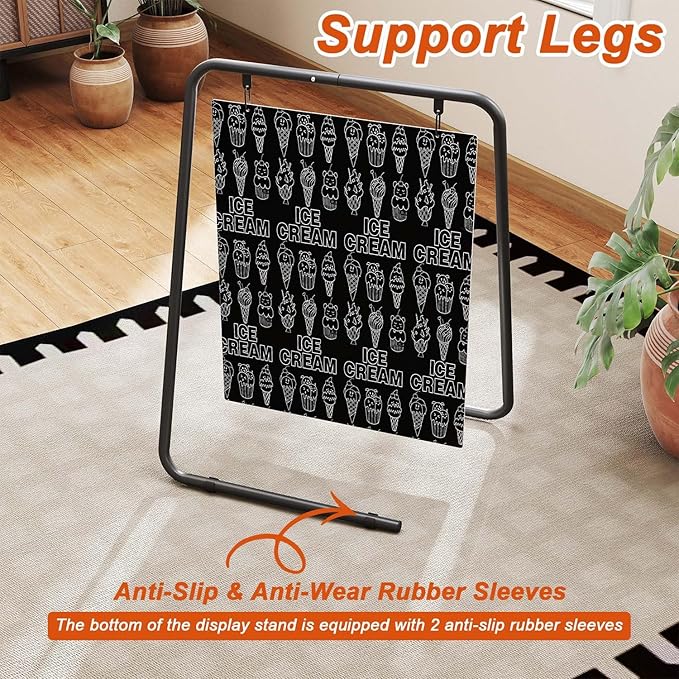 ybaymy Chalkboard Sign, A Frame Sign Sandwich Board Signs Metal Outdoor Chalk Board Easel Sign Swinging Large Menu with Double Sided Display Advertising for Restaurant Food Truck Cafe