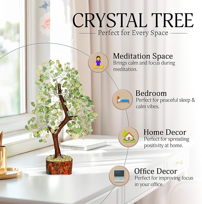 YATSKIA Green Jade Crystal Tree of Life - Crystals and Stones - Gemstone Tree - Crystals Decor - Feng Shui Decor - Crystal Gifts for Women