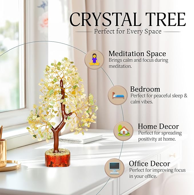 YATSKIA Green Jade Tree - Crystal Tree for Positive Energy - Crystals and Stones - Crystal Decor - Positive Energy Gifts for Women - Jade Stone - Meditation Decor