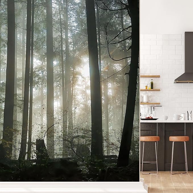 wall26 Foggy Forest Removable Wall Mural Self-Adhesive Large Wallpaper - 96x96 inches