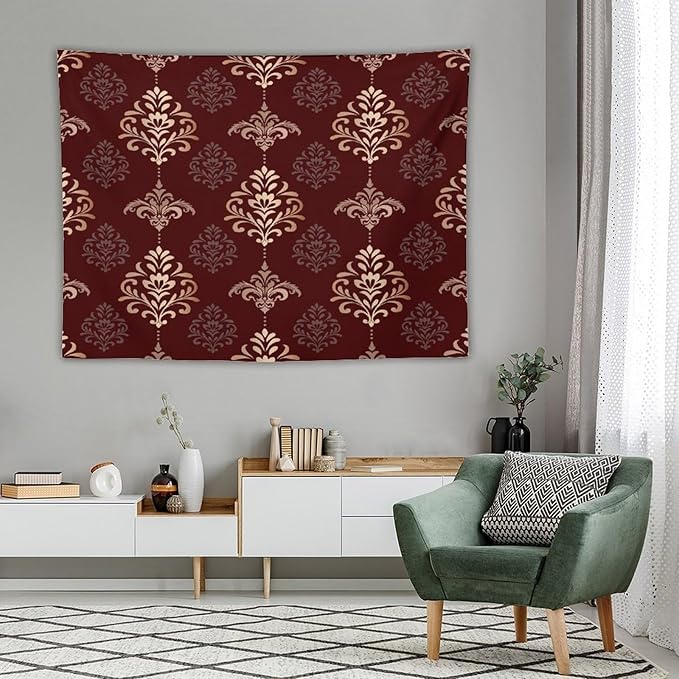 ZhiRain Vintage Damask Floral Tapestry Wall Hanging Oriental Antique Gothic Bohemia Floral Tapestries Home Decor for Living Room Bedroom Farmhouse Apartment Dorm 60"x80"