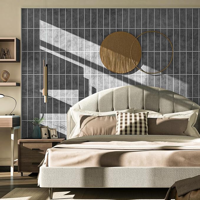 Art3d 10-Sheet Faux Marble Peel and Stick Backsplash Tile for Kitchen Wall Bathroom Countertops, 11.4 inch x 9.1 inch Stick-on Glazed-Ceramic Finish Resist to Water, Heat and Scratches, Ash Grey