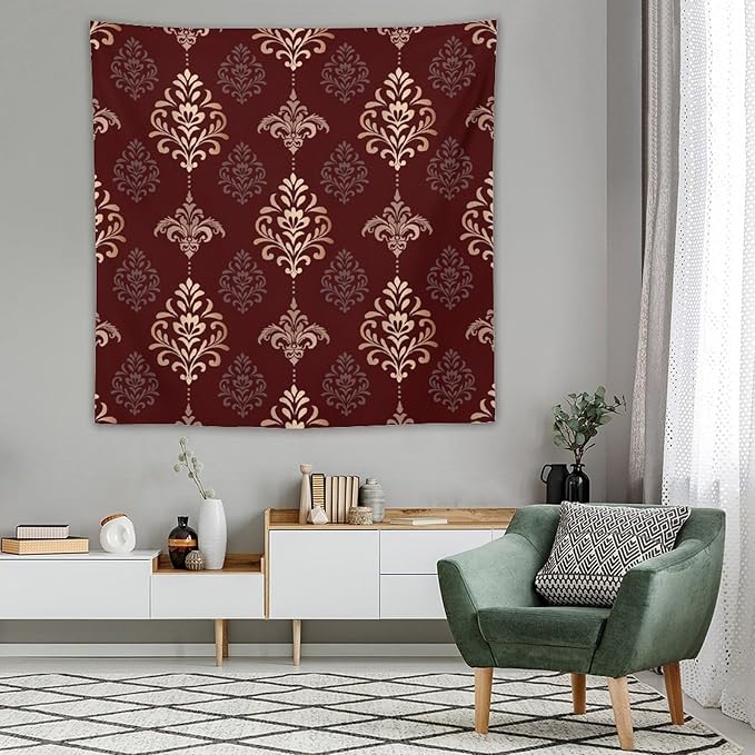 ZhiRain Vintage Damask Floral Tapestry Wall Hanging Oriental Antique Gothic Bohemia Floral Tapestries Home Decor for Living Room Bedroom Farmhouse Apartment Dorm 60"x60"
