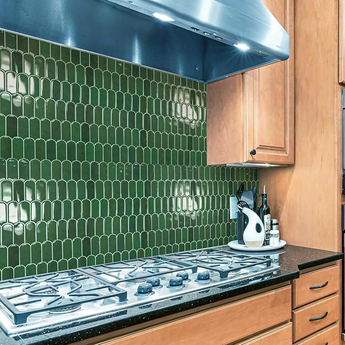 Art3d 10-Sheet Peel and Stick Backsplash Tiles, 12"x12" Vinyl Stick On Wall Tile Stickers for Kitchen, Bathroom, Laundry Room, Green Marble