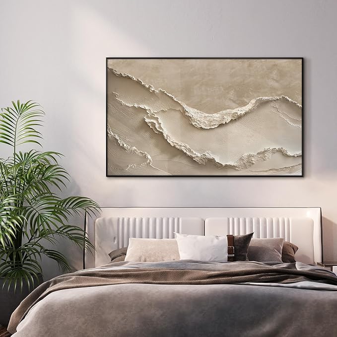 36"x60" XL Framed Wall Art - Decor Neutral Beige Layered Landscape (Frame Assembly Required)