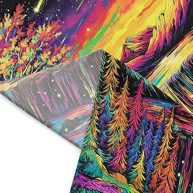 Zussun Blacklight Tree of Life Tapestry UV Reactive Moon Mountain Forest Waterfull Tapestry for Bedroom Aesthetic Nature Small Tapestries Wall Hanging for Dorm Living Room Decor 60 x 44 Inch