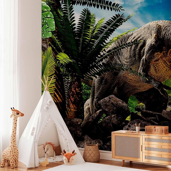 artgeist Wall Mural 3D Effect 173x124 in - Peel and Stick Self-Adhesive Wallpaper Removable Large Sticker Foil Wall Decor Print Picture Image Design - Dinosaurs City g-C-0095-a-a