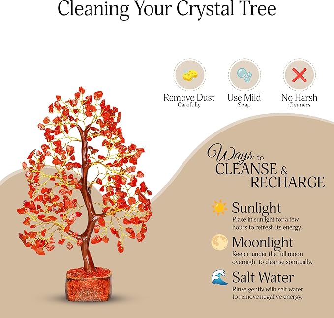 YATSKIA Red Jasper Crystals - Crystal Tree of Life - Gemstone Tree - Spiritual Items - Meditation Room Decor - Spiritual Decor - Reiki Gifts - Good Luck Charms - Metaphysical Gifts