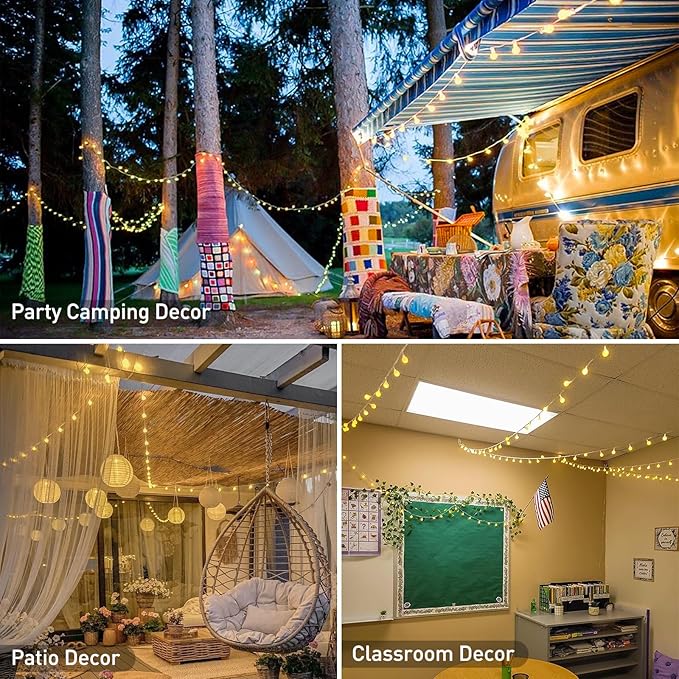 147ft Globe String Lights Outdoor Waterproof, 300 LED Indoor Christmas Lights Plug in with Remote, Hanging Fairy Light for Bedroom Holiday Party Patio Garden Christmas Decorations, Warm White